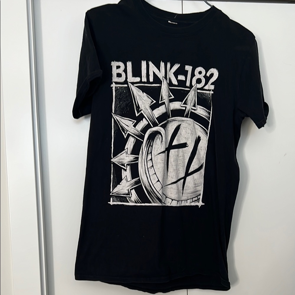 Black Blink 182 concert black and white T-Shirt straight relaxed fit